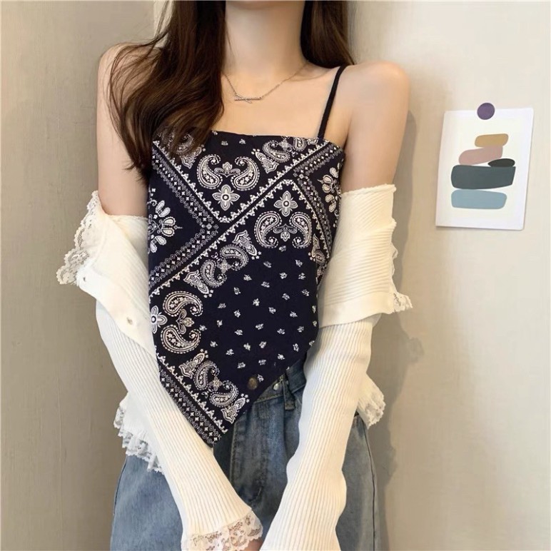 Áo 2 Dây Nữ Họa Tiết Thổ Cẩm Chất Borip 2 Màu