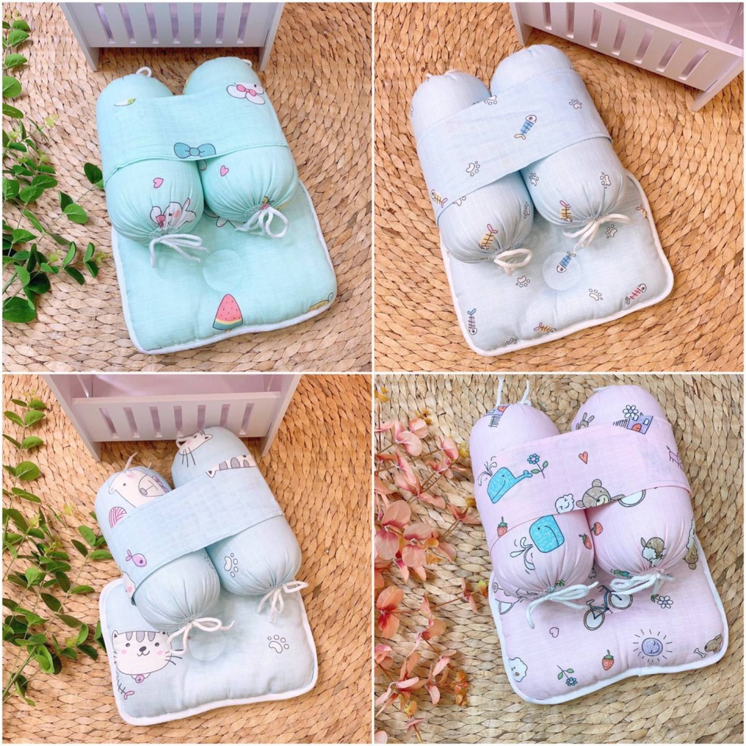 [lᴏại 1] Bộ gối và chặn vải hàng Việt Nam cao cấp cho bé sơ sinh alohalove baby