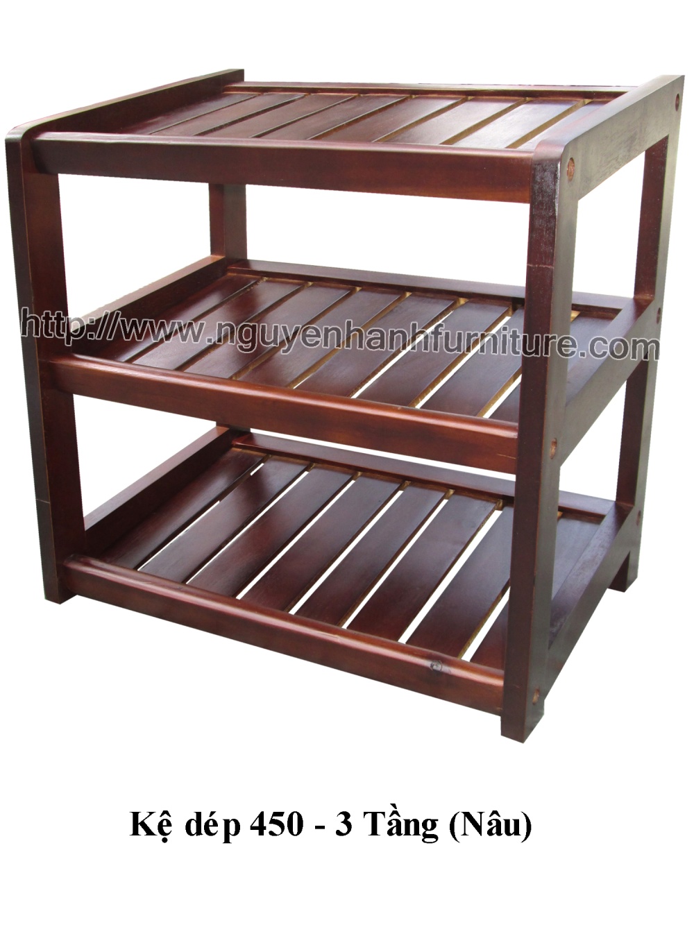 [HCM]Kệ giày dép gỗ cao su mini 3 tầng rộng 45cm-Dễ lắp ráp-Tiện lợi
