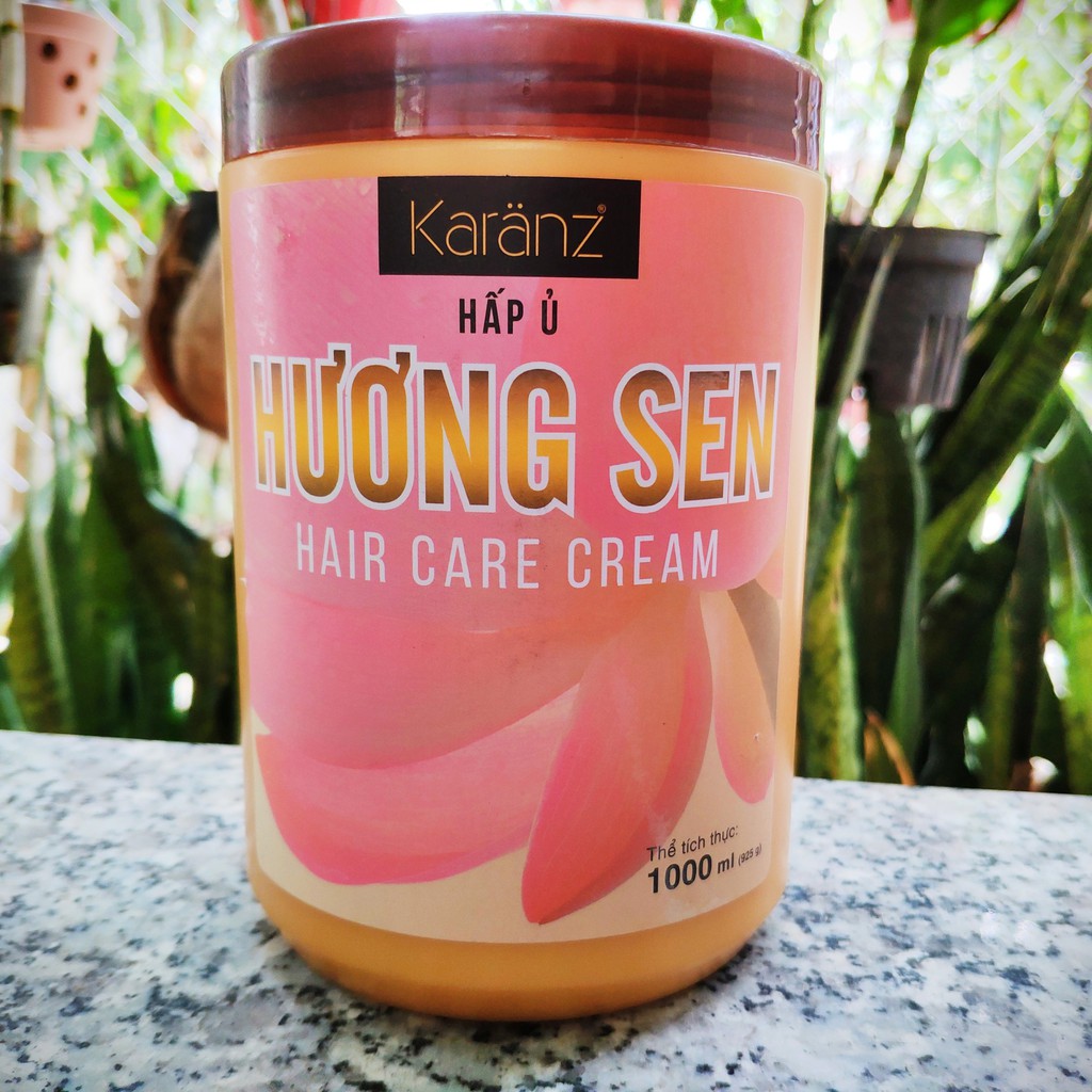 Kem ủ tóc Karanz hương sen 1000ml dưỡng tóc mềm mượt, dành cho tóc khô xơ