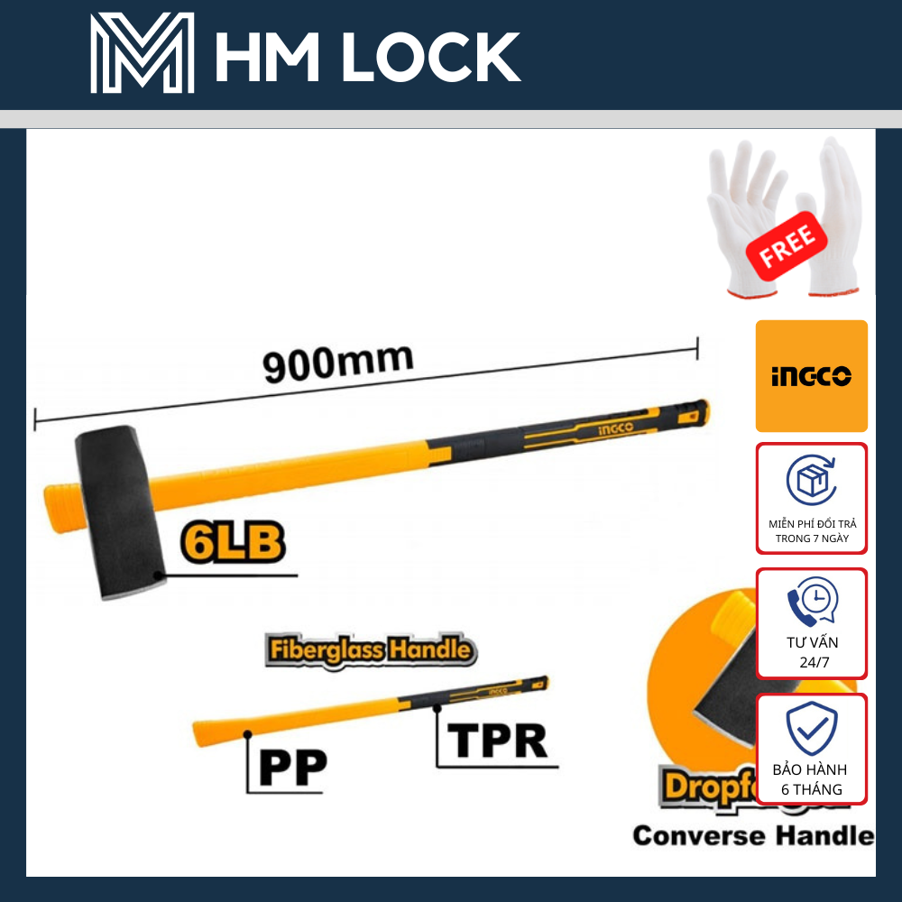 Búa tạ 6lb ingco - hàng chính hãng - hspm02068d - hm lock