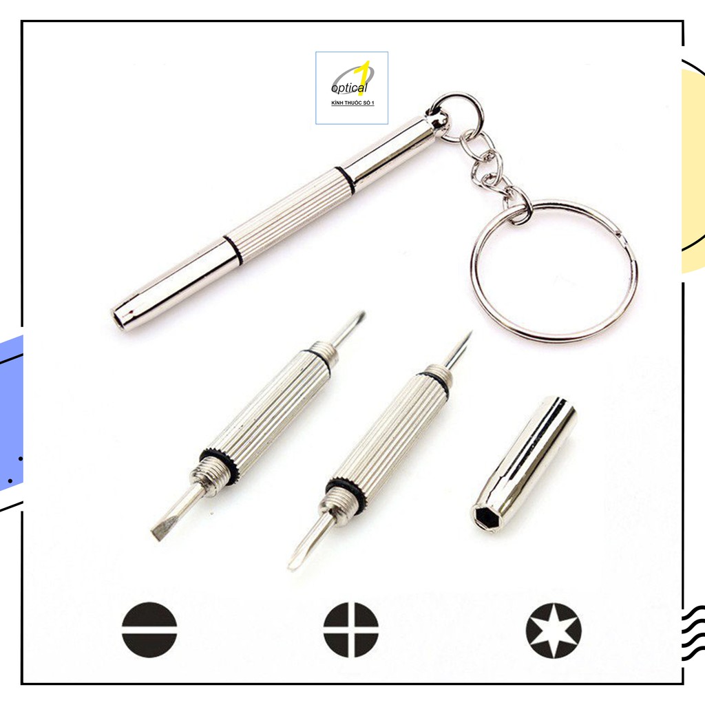Tua vít sửa kính tại nhà OPTICAL NO 1 vít mini 3 đầu kiêm móc khóa sửa kính chuyên dụng