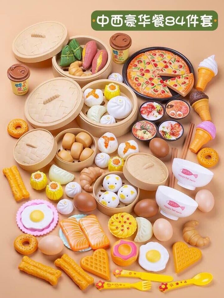 BỘ ĐỒ CHƠI NẤU ĂN  88 CHI TIẾT LOẠI TO ( Loại 1 Có PIZZA & HỘP ĐỰNG)