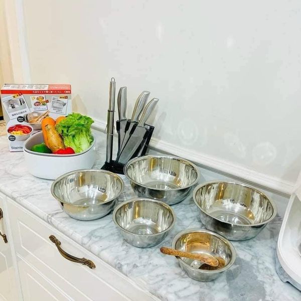 Set 5 món thau inox cao cấp