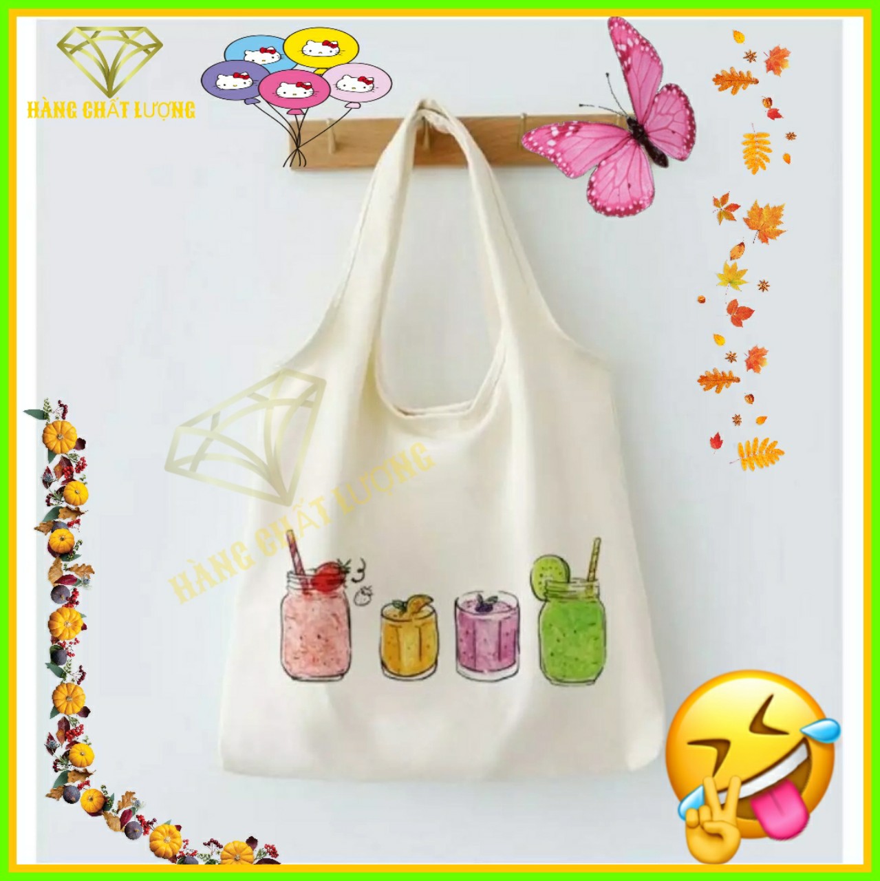 [HÀNG CHẤT LƯỢNG] Túi tote, túi đeo vai 4 LY KIWI (VẢI CANVAS MỀM - QUAI LIỀN) phong cách Hàn Quốc đi chơi , đi học , đi làm , đều rất đẹp - 2020