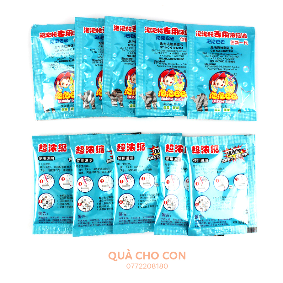 Combo 10 Gói Pha Nước Thổi Bong Bóng - Bookidvn