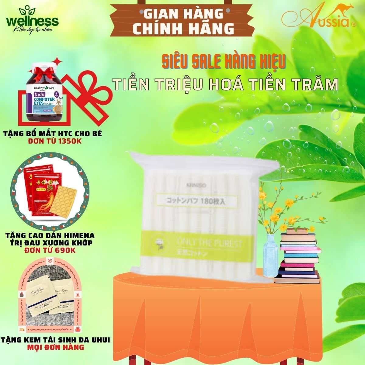 Bông tẩy trang Miniso 180 miếng siêu mềm mịn