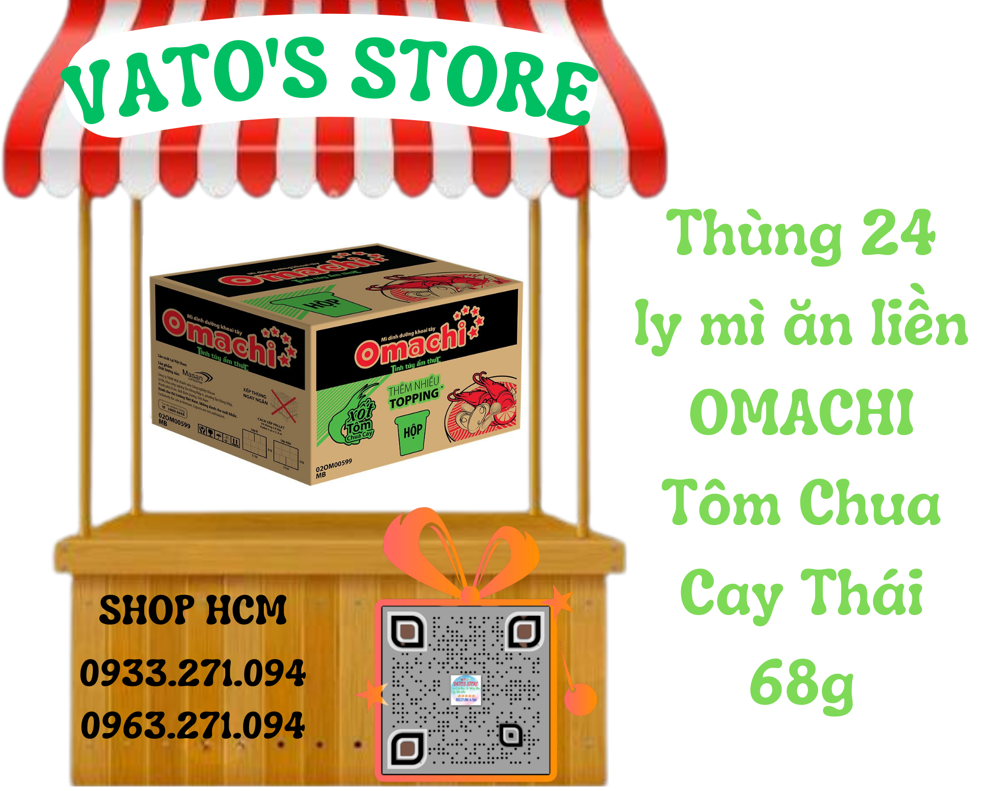 Thùng 24 ly mì Omachi tôm chua cay thái 66g / Combo 6 ly mì Omachi tôm chua cay thái 66g