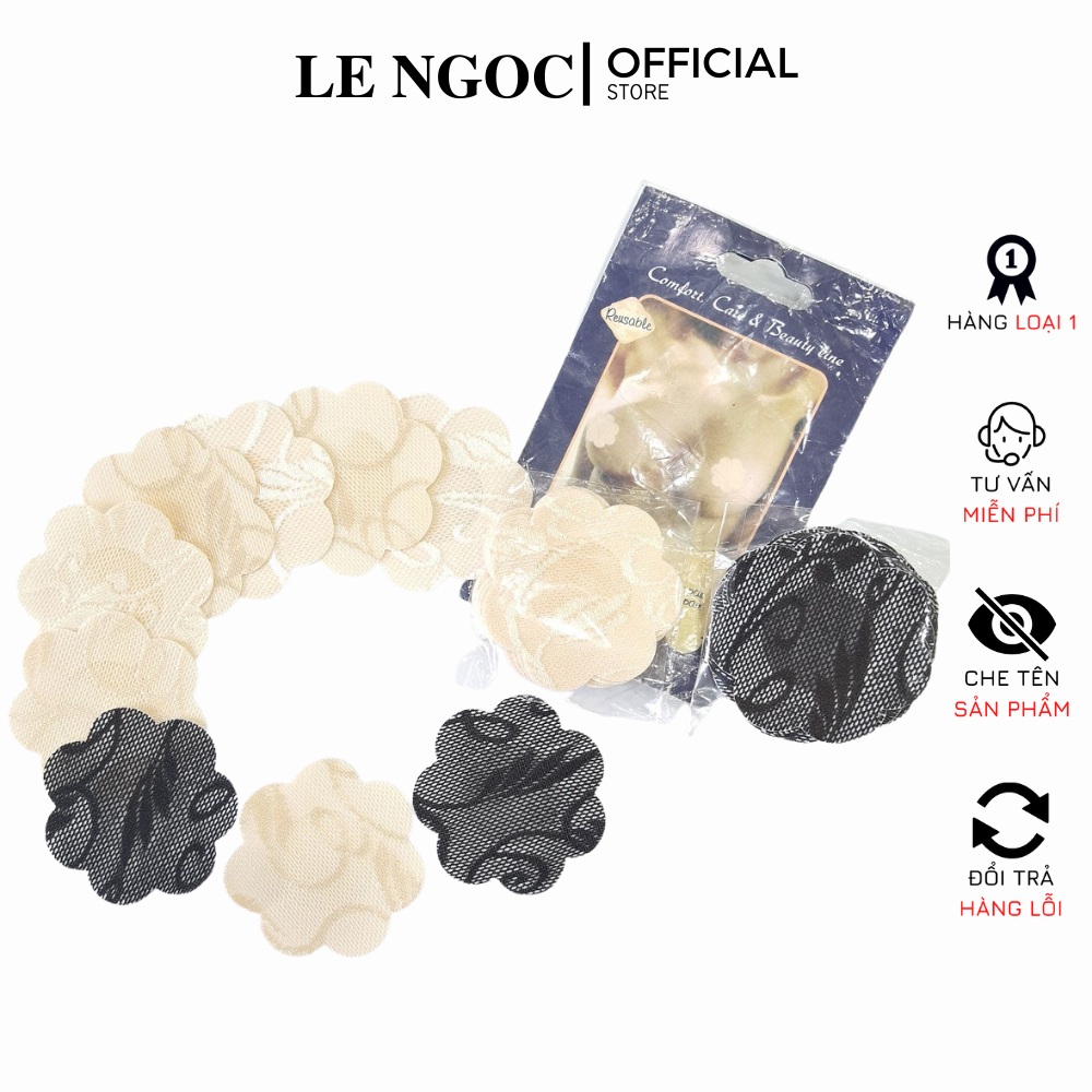 Set 10 miếng dán ngực, miếng dán ti lụa sử dụng 1 lần tiện dụng Lê Ngọc 330