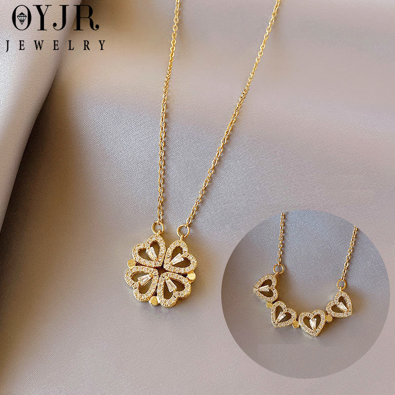 Vòng cổ nữ cỏ 4 lá biến hình titan nguyên chất không gỉ phong cách ins hàn quốc thanh lịch OYJR