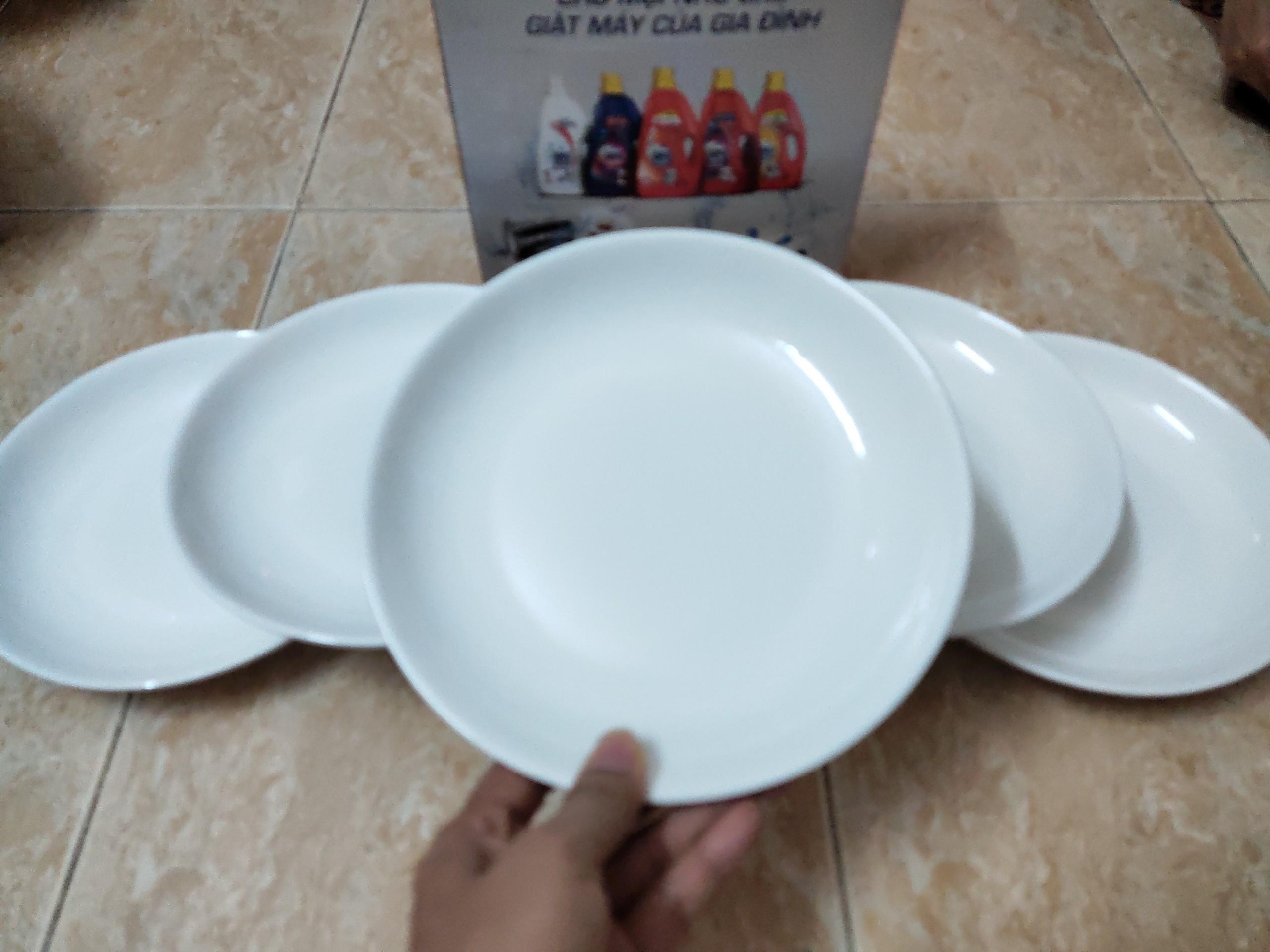 Bộ 6 đĩa sứ cao cấp trắng tinh, dày dặn kích thước 20cm