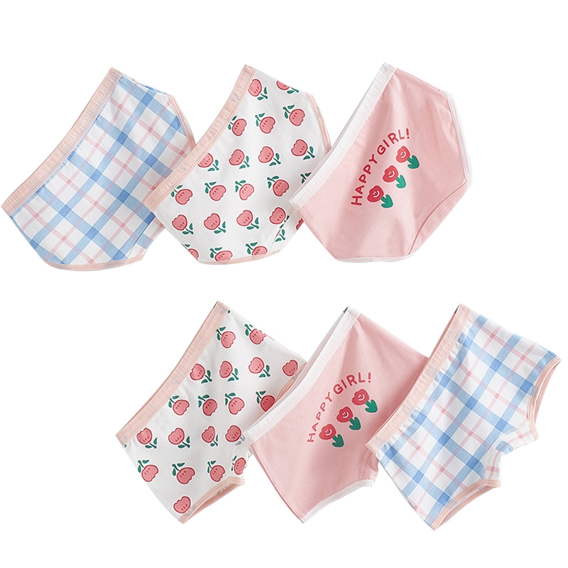 Chíp đùi và chip tam giác cho bé gái đáy kháng khuẩn cotton thông thoáng combo 3 quần lót trẻ em từ 9-49kg