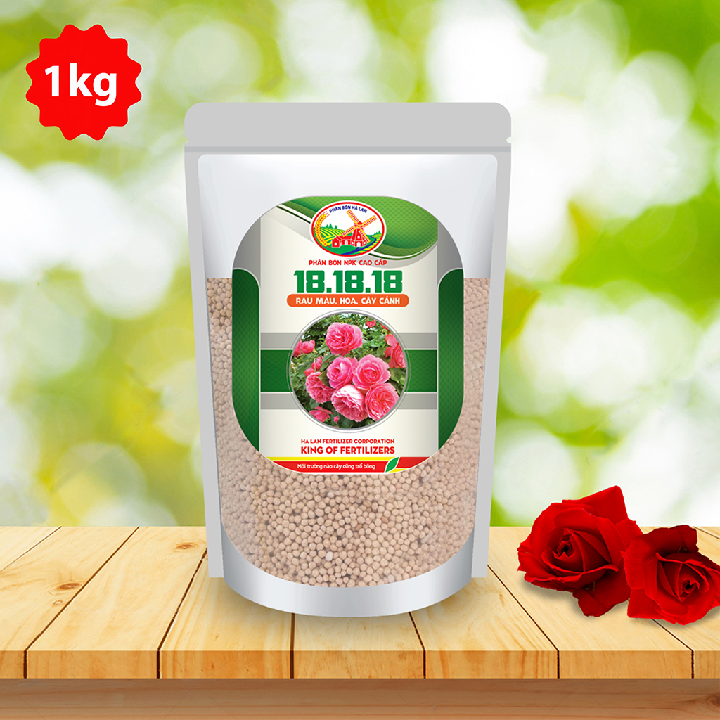 Phân bón NPK Hà Lan 18-18-18 Chuyên dùng cho rau màu, hoa và cây cảnh (1kg)