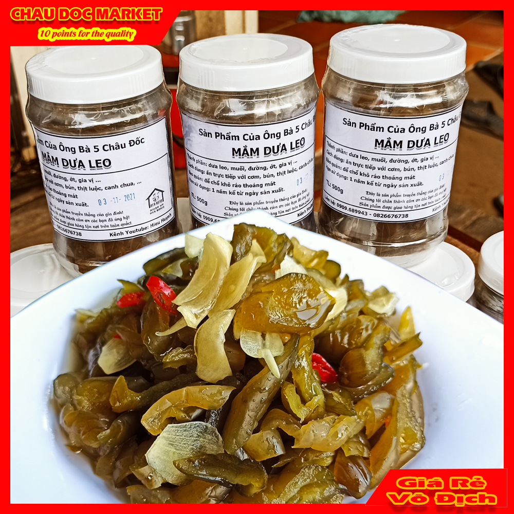 Dưa Mắm Dưa Leo Trộn Sẵn Loại Đặc Biệt Vừa Ăn Hiệu Ông Bà 5 Châu Đốc Hủ 500gr
