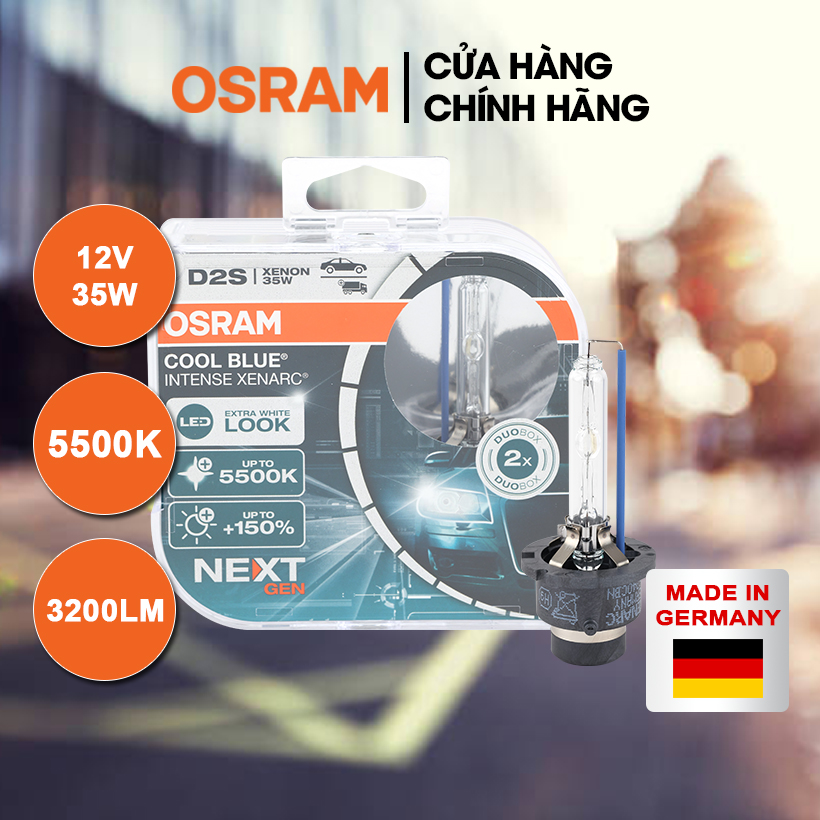 Combo 2 Bóng Đèn Xenon Pha/Cos HID (Next Gen) OSRAM Cool Blue Intense Dùng Cho Xe Ô Tô Xe Hơi Chân D2S 12V 35W 66240CBN - 5500K 3200LM Thủy tinh Giá 3,698,000 Đồng*Miễn phí vận chuyển