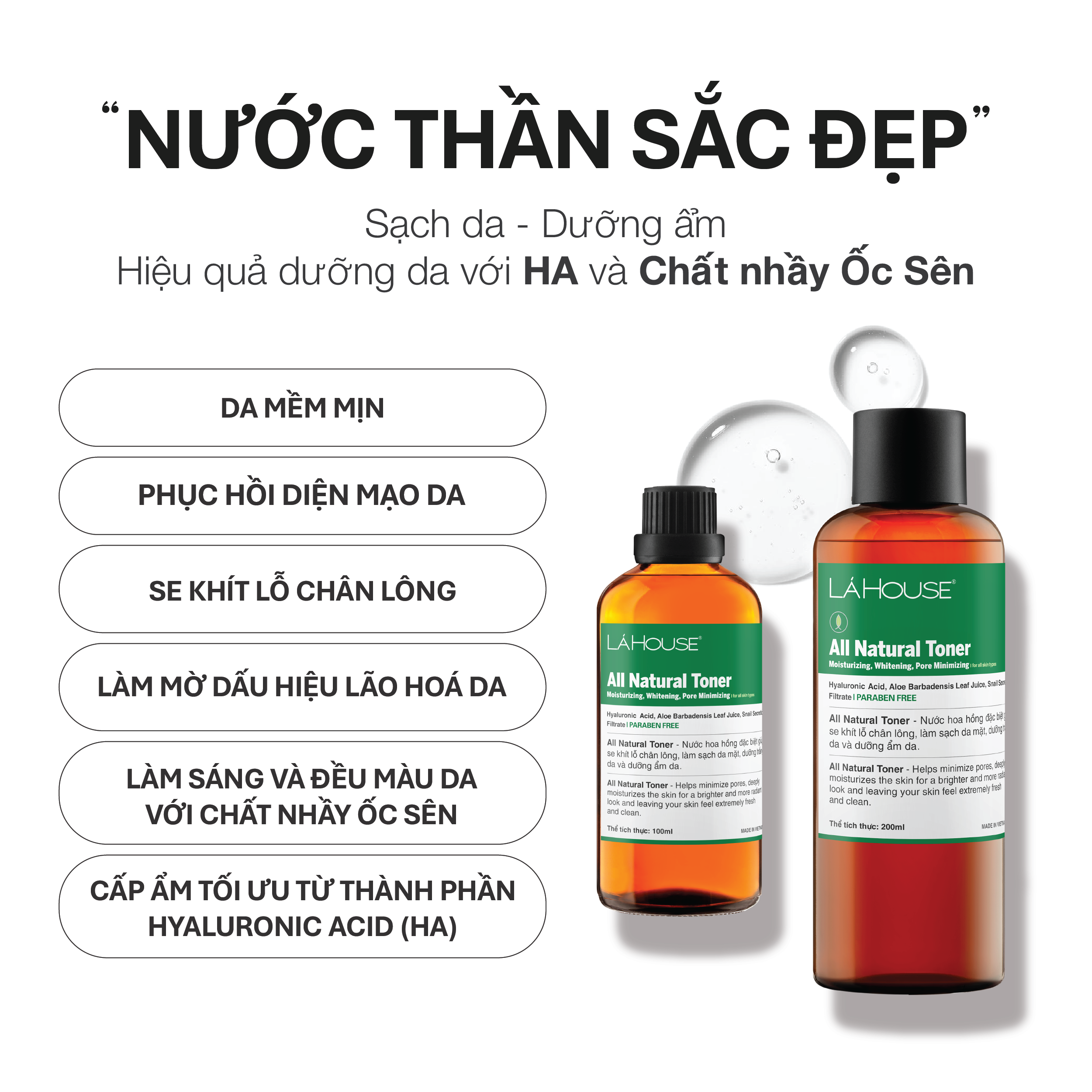 Nước hoa hồng giúp làm sáng da Lá House Lá Care All Natural Toner 100ml