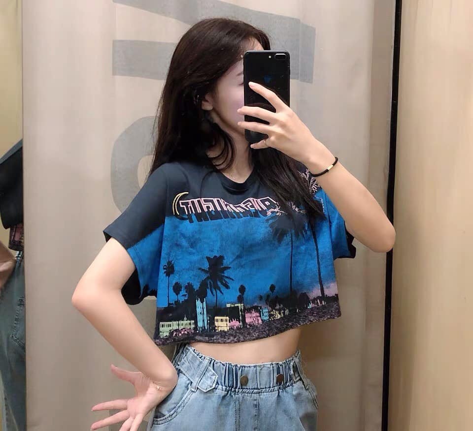 [HCM]Áo croptop nữ in hình THÀNH PHỐ XANH cực hot