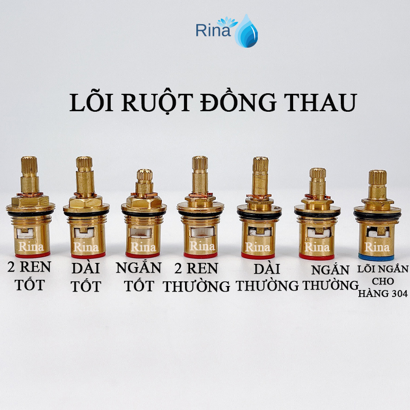 Ruột lõi vòi nước - ruột vòi chén lanh thau và 304,  ruột lõi van không chế, ruột lõi vòi hồ các loại thay được tất cả các loại lõi lạnh Rina