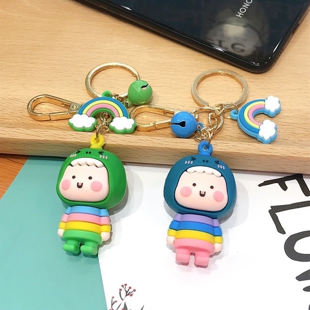 Móc khoá búp bê khủng long kèm chuông