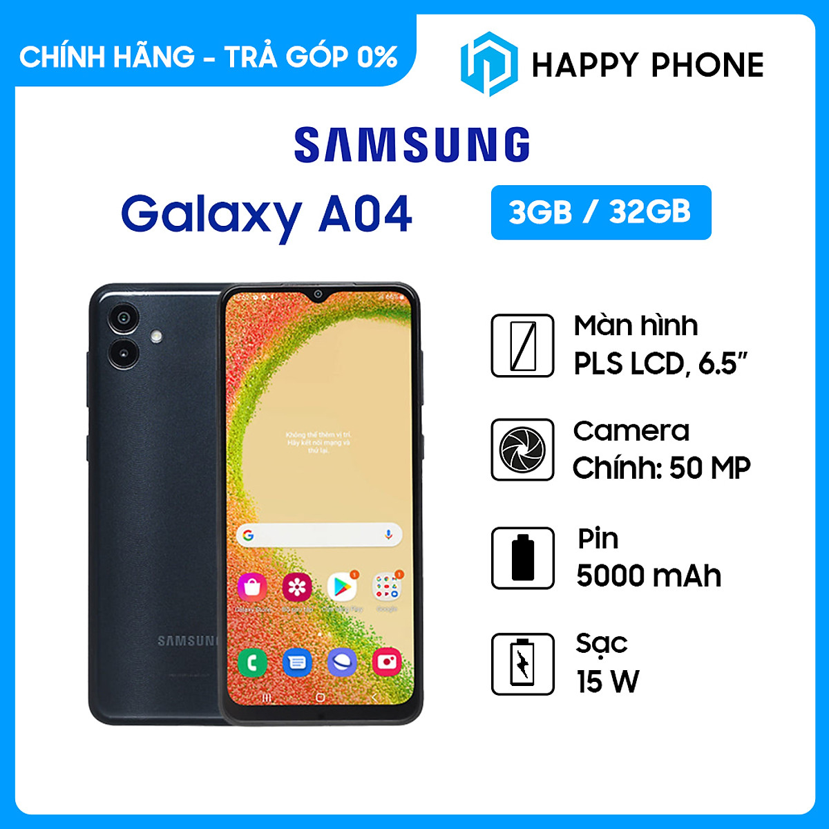Điện thoại samsung galaxy a04 - hàng chính hãng, mới 100%, nguyên seal