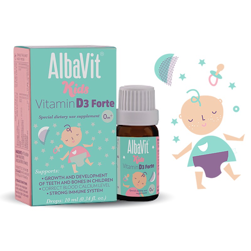Vitamin D3 dạng nhỏ giọt cho bé Albavit Kids Vitamin D3 10ml nhập khẩu chính hãng từ Ba Lan
