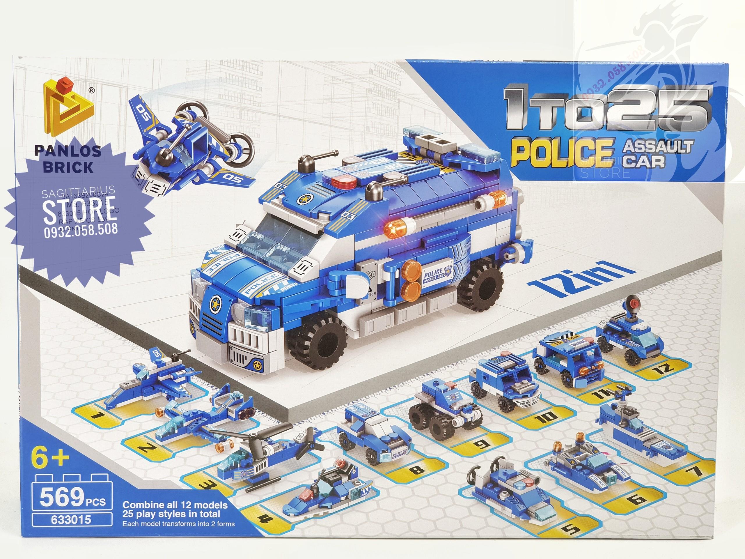 [HCM]Bộ Lego 633015 Lắp Ráp Xe Cảnh Sát 12 in 1 - Police Assault Car ( 569 Mảnh )
