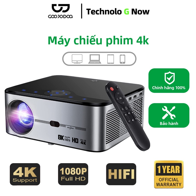 Máy Chiếu Phim 4K GOOJODOQ Full HD 1080p Wifi Bluetooth Android 11 Màn Hình Điện Thoại Hỗ Trợ Netflix Tik Tok YouTube