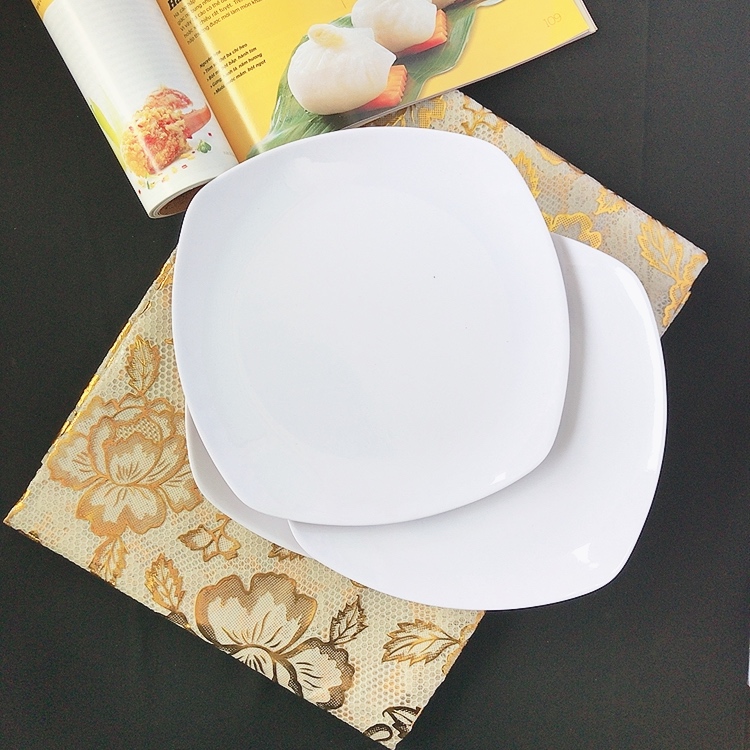 Dĩa Vuông Nhựa Melamine Màu Trắng Nhiều Size DV06 - DV07 - DV08 -DV09 Thương Hiệu Fataco