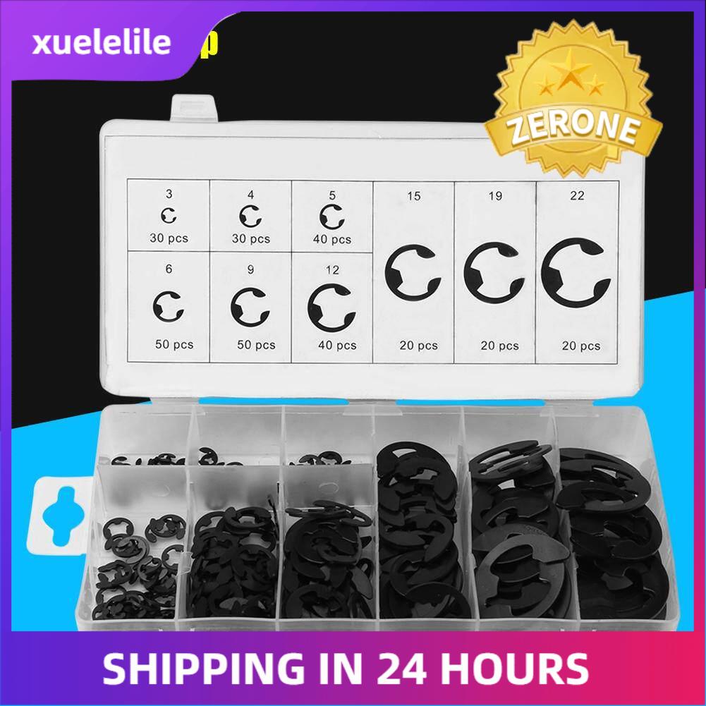 300 chiếc kim loại đen e-clip vòng giữ trục e-ring assortment 3mm-22mm kèm hộp