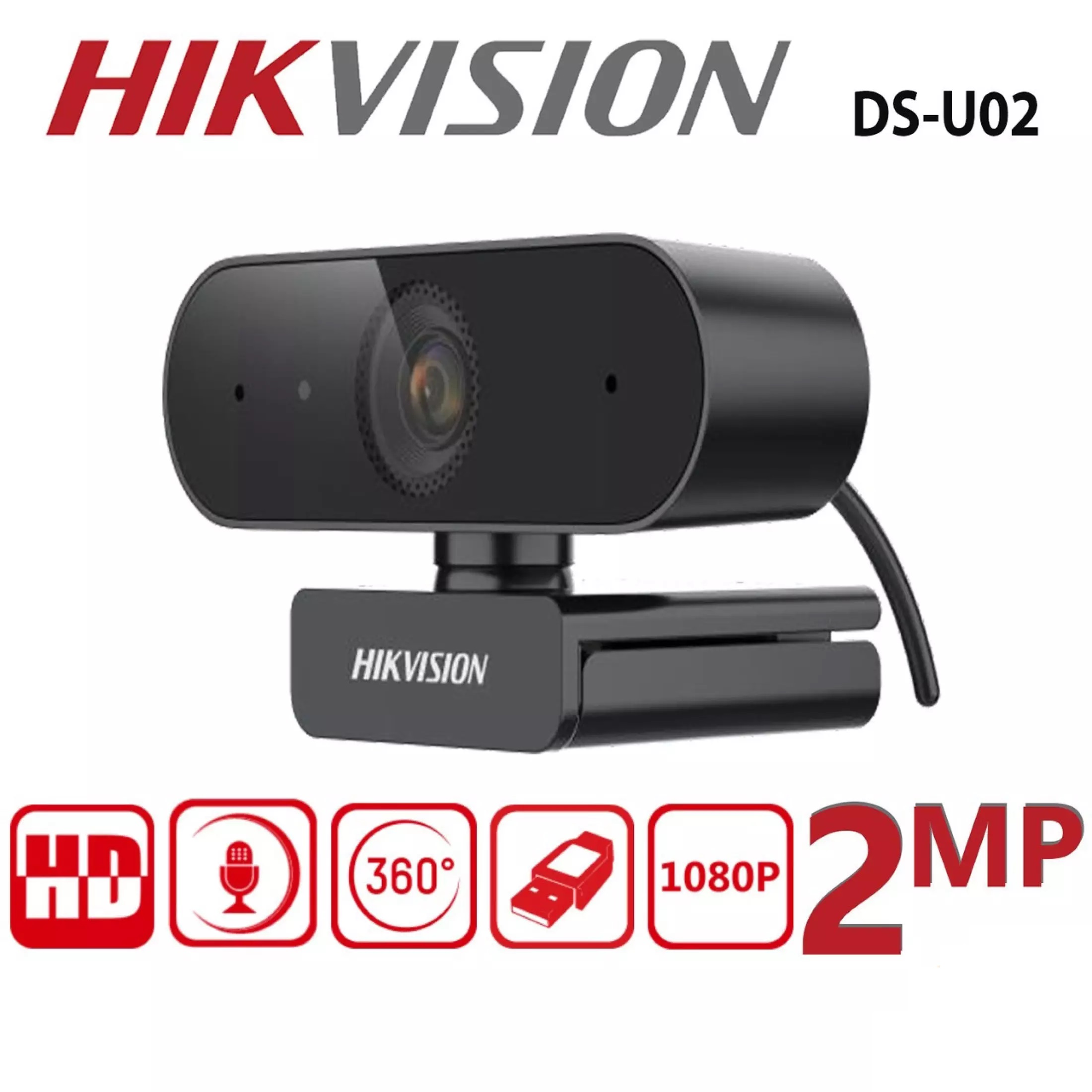 Webcam HIKVISION DS-U02 FULL HD 1080P tích hợp Micro chuyên dụng cho Livestream, học tập và làm việc Online - Hàng chính hãng - BH 24 tháng