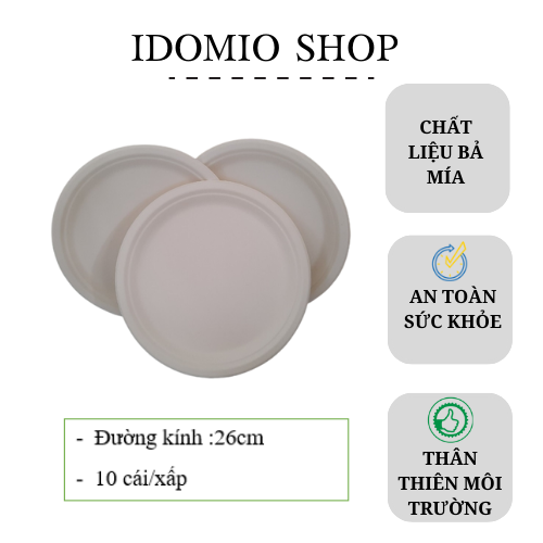 ĐĨA GIẤY 26CM/ BẢ MÍA THÂN THIỆN MÔI TRƯỜNG – 10 CÁI