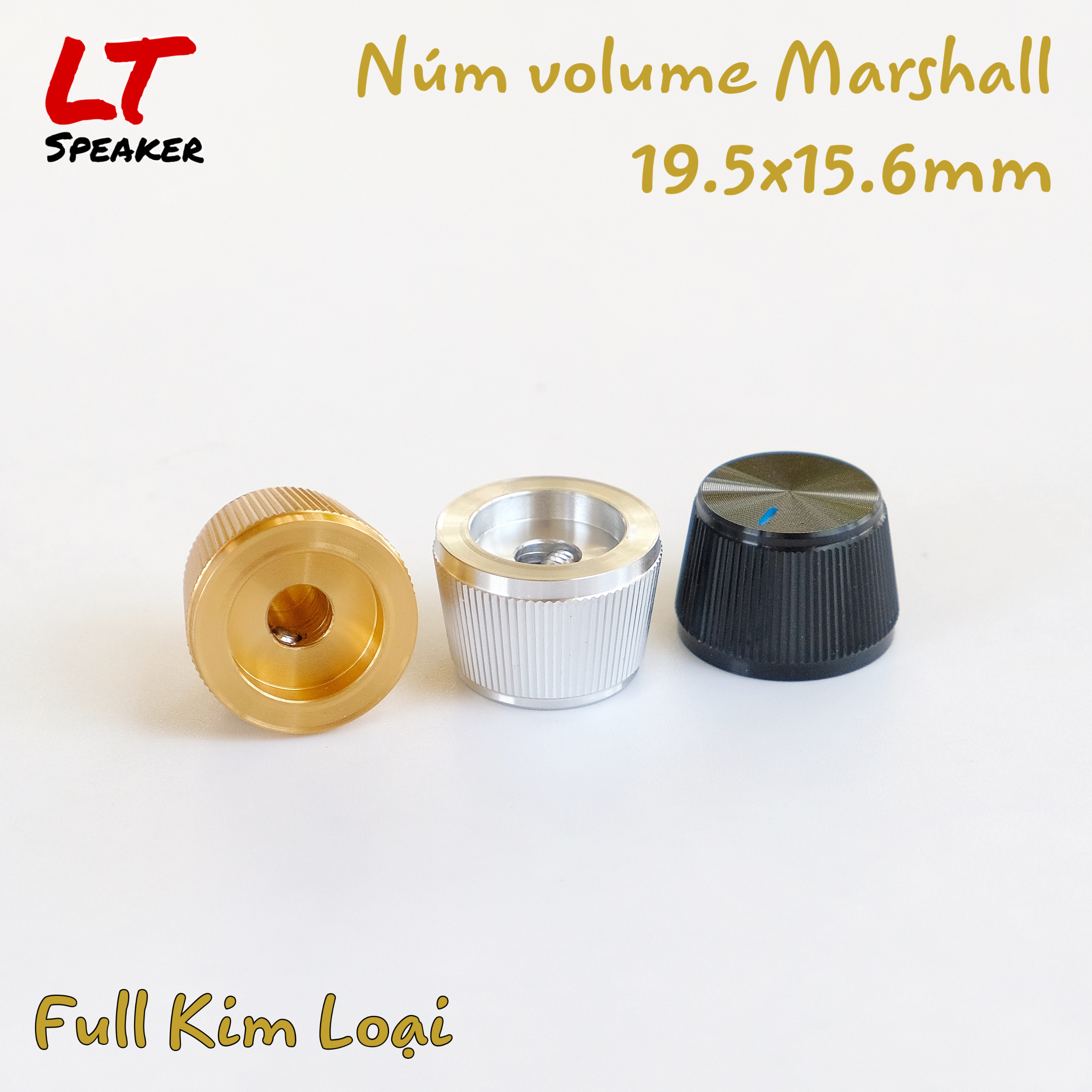 Núm volume Marshall kim loại nguyên khối 22x15mm cao cấp - Núm vặn chiết áp DIY loa Bluetoorh LT Speaker