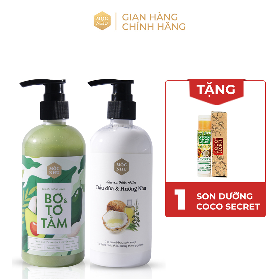 Bộ đôi dầu gội dưỡng nhuộm & dầu xả dầu dừa Mộc Nhu (300ml/chai)
