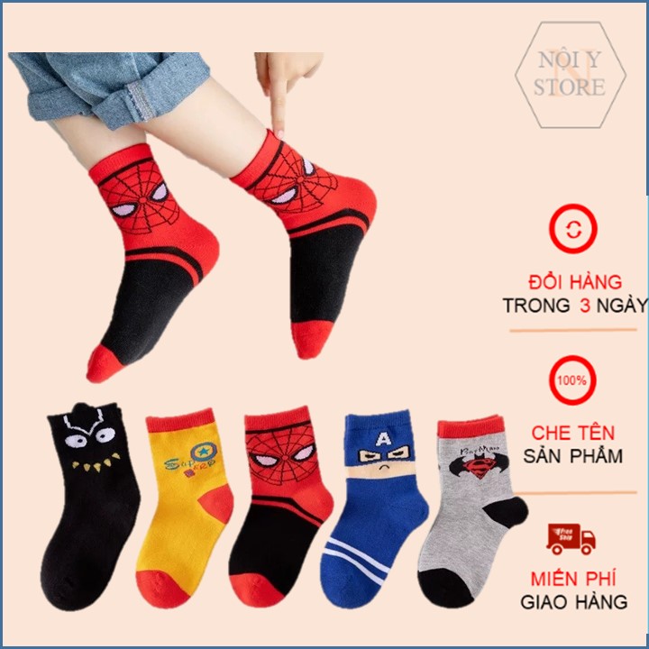 Set 10 đôi tất siêu nhân cao cổ cho bé trai từ 1-10 tuổi, vớ siêu nhân anh hùng, tất cho bé trai
