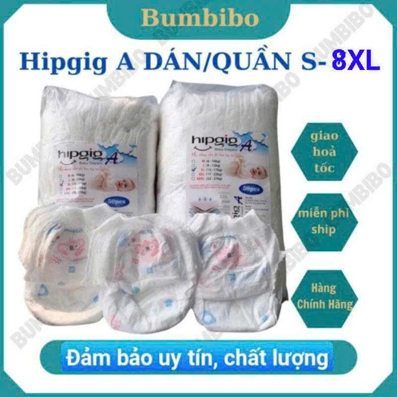  100 Miếng Bỉm Quần HIPGIG A  Đủ Size M,L,XL,XXL,3XL,4XL 