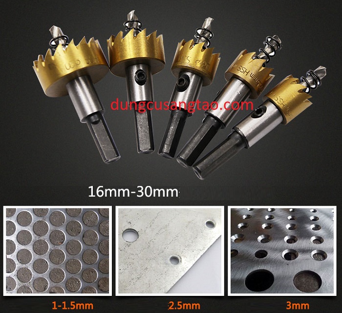 Mũi khoét lỗ Inox, sắt và kim loại khác D16-D18-D22mm (TCT)