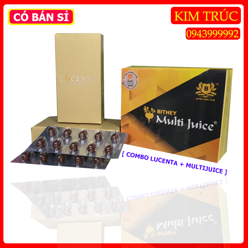 Bộ đôi siêu phẩm của malaysia hổ trợ sức khỏe multi juice 10 gói + lucenta 20 viên