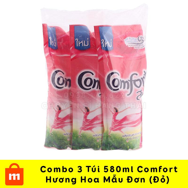 【SIÊU RẺ】Combo 3 Túi Nước Xả Vải Comfort Thái Lan Đỏ 500ml