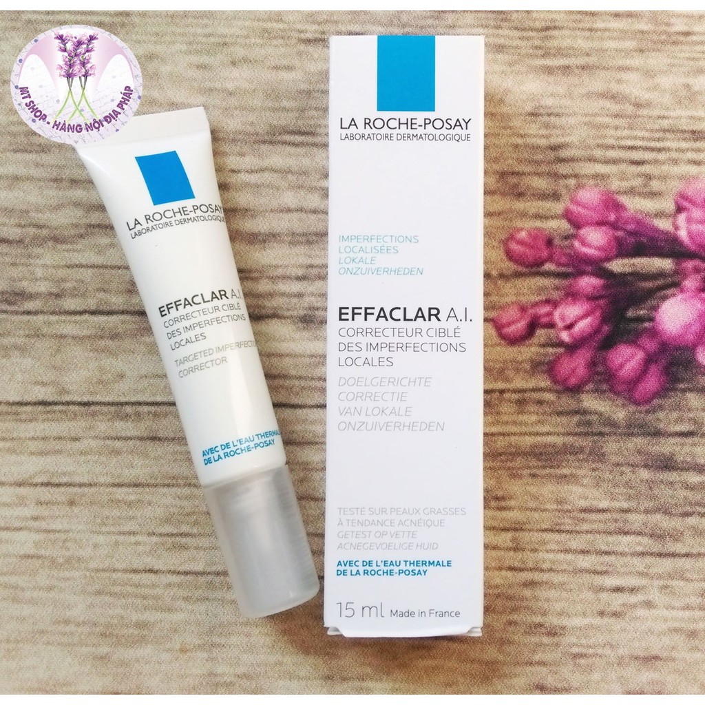 [Nội địa Pháp] Kem mụn chuyên biệt dành cho da dầu & mụn La Roche Posay A.I EFFACLAR - 15ml)