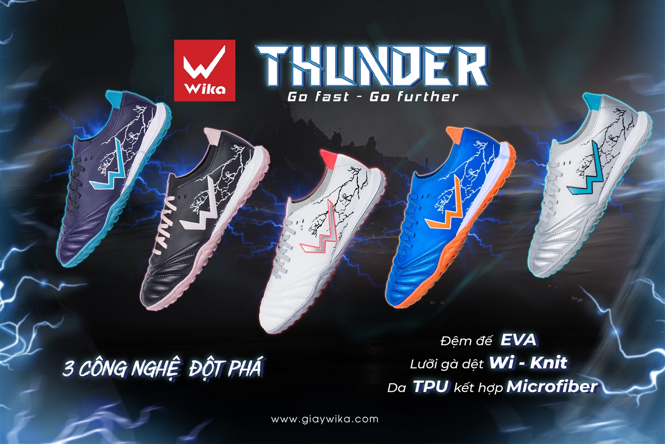 Giày bóng đá Wika Thunder đế TF sân cỏ nhân tạo