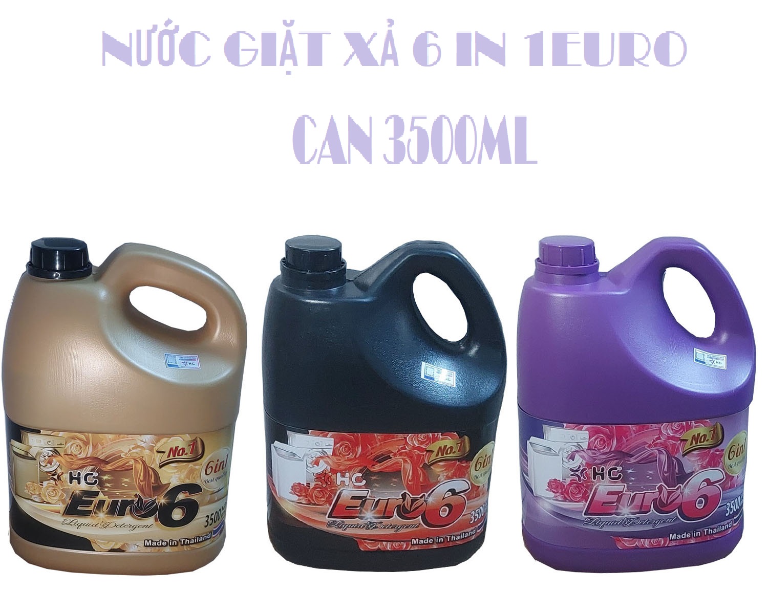 Can nước giặt xả 6 in 1 hc - euro 3500ml chính hãng thái lan