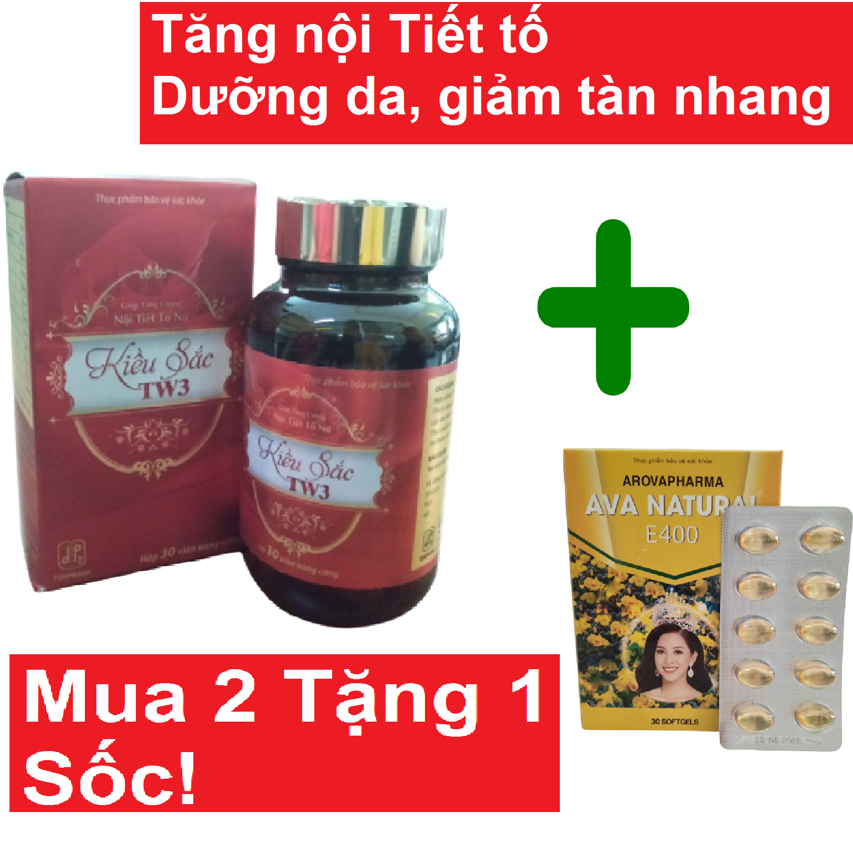 [ Mua 2 Tặng 1] 2 Hộp Kiều sắc TW3 - Tăng nội tiết tố nữ, giúp phụ nữ trẻ trung, da sáng, mịn, giảm chảy xệ, tăng kích thước vòng một - Tặng 1 hộp Ava Natural- Giúp ngăn ngừa lão hóa, làm mờ nếp nhăn, sạm da và tàn nhang
