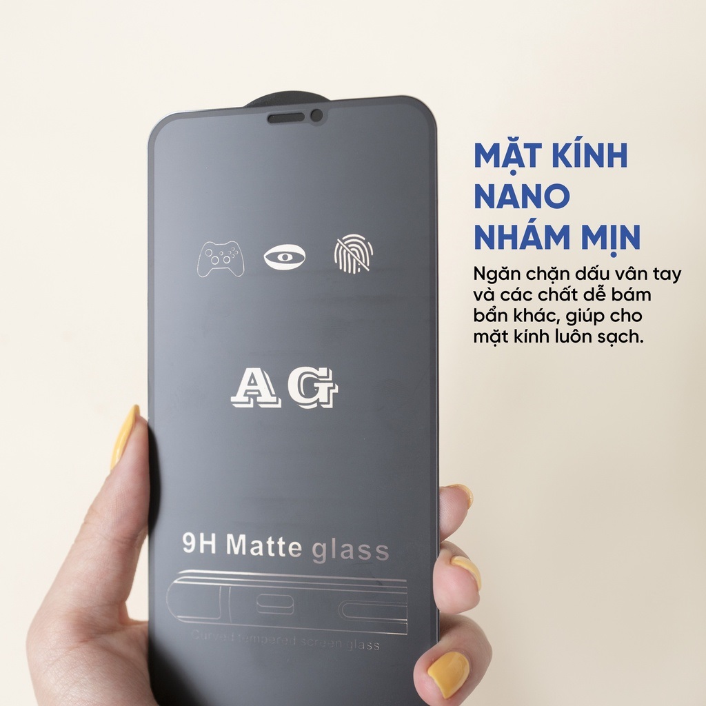 Kính Cường Lực Full màn IPhone 6 -13 ProMax Cường lực nhám chống bám vân tay