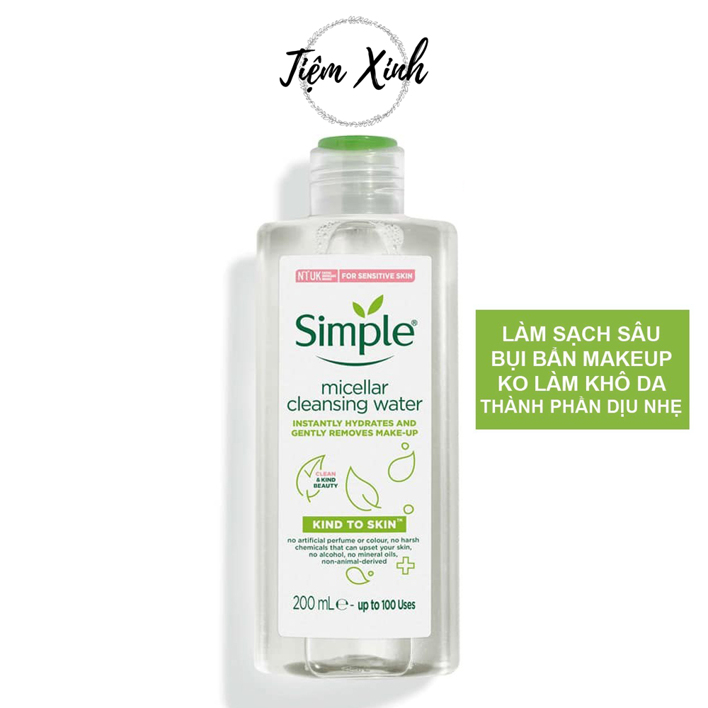 Nước Tẩy Trang Simple Dành Cho Da Nhạy Cảm 200ml Kind To Skin Micellar Cleansing Water