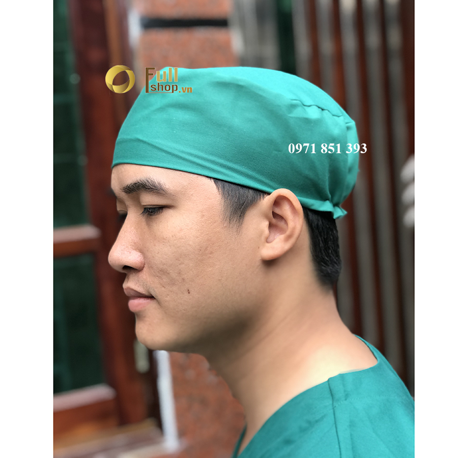 Mũ blouse xanh Lá - mũ vải blouse phẫu thuật xanh lá