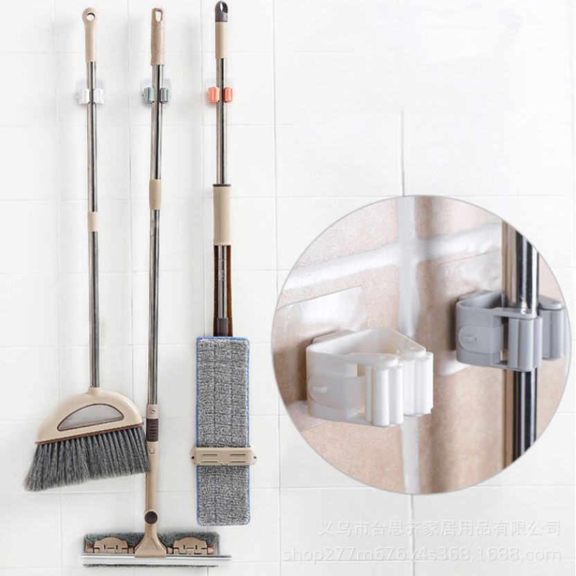 Kẹp treo chổi, cây lau nhà, dụng cụ vệ sinh dán tường siêu chắc - Kẹp dán tường treo đồ gia dụng đa năng siêu dính, chịu lực tốt nhỏ gọn đẹp mắt