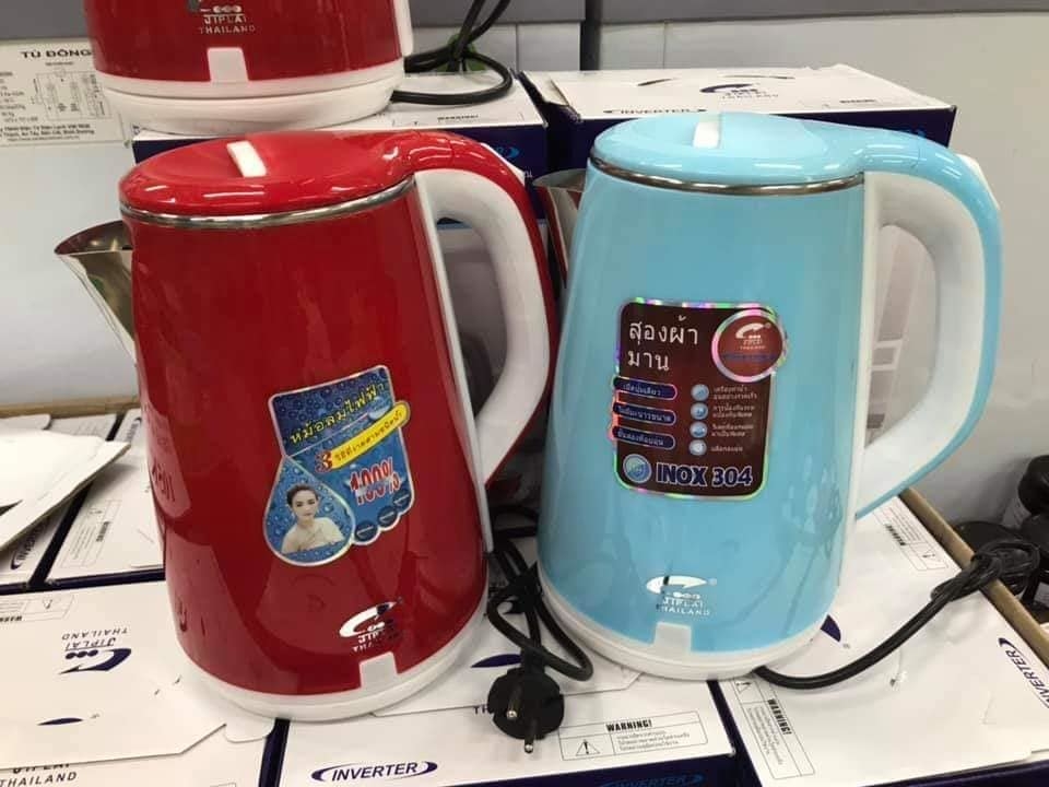 Ấm siêu tốc Thái Lan JipLai cao cấp hai lớp cách nhiệt dung tích 2,5 lít công suất 1800W