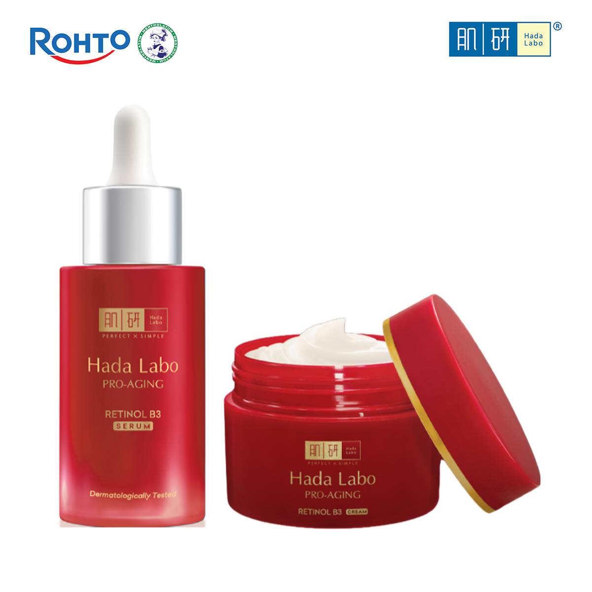 [VB] Bộ đôi dưỡng da cải thiện lão hóa toàn diện Hada Labo Pro-Aging Retinol B3 (Serum 30mL + Kem dưỡng 50g)