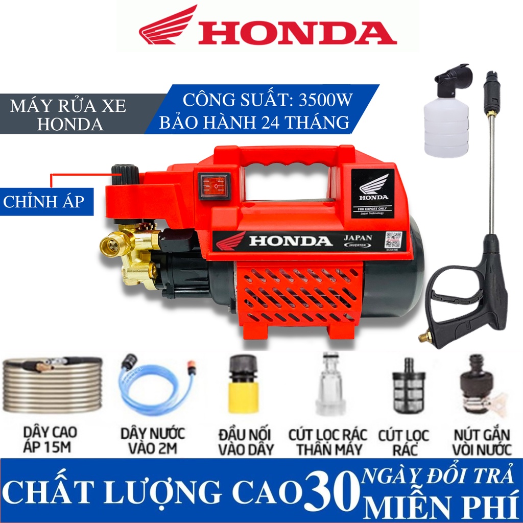 Máy rửa xe honda 3500w nhật bản dây 15m xịt rửa mạnh mẽ bảo hành 24 tháng