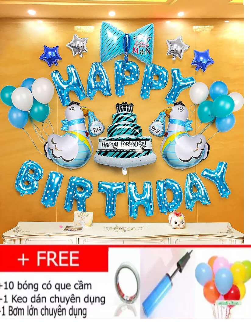Sét bóng trang trí sinh nhật CHO BÉ TUỔI GÀ , Tuổi Dậu -Trang trí sinh nhật - Phụ kiện trang trí - Đồ trang trí tiệc thôi nôi - Bong bóng happy birthday